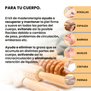 Kit Maderoterapia corporal de 7 piezas en 1 con crema y hot rock de regalo